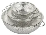 HÃ–LM 3-Piece Stainless Steel Mesh Micro Perforated Strainer Colander Set Dur...