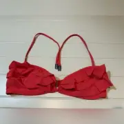 ZIMMERMANN Frill Bandeau Bikini Ruffle Top red Sz 1/ US Small