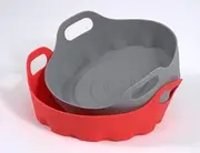Li&Zhao Silicone Air Fryer Liners Reusable - 2 PCS Air Fryer Inserts Air Fryer Accessories Air Fryer Silicone Liners 4 to 7 Qt Silicone Liners For Air Fryer Basket(Red & Gray)