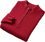 [Hamthuit] Men's Zipper Collar Thicken Knitted Pullover Casual Loose Sweater Zipper Knitted Shirt Pullover