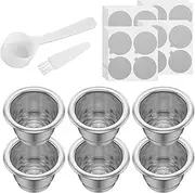 Stainless Steel Coffee Set for Mini C30 Reusable Coffee Pod Coffee Refillable with 100 Foil Lids Coffee Cups Espresso Pods for Coffee