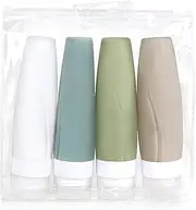 SALONKEY Silicone Travel Bottles 4 Pcs with BPA Free Food Grade Silicone and Eva Bag, Leak-proof Cosmetic Toiletry Travel Containers, Refillable and Squeezable for Traveling. (A)