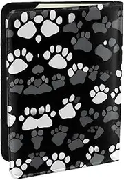 [JEJEA] Black and White Paw Print Print Travel Organizer Credit Cards Case Passport BookPassport Holder Cover Wallet forTraveling,, Black, One Size