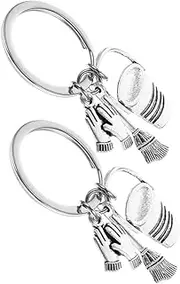 Amosfun Stylish 2pcs Metal Keychains Hip Hop Alloy Keychains for Men Women Business Keyring Bag Chain Charm and Cleaning Charms