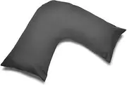 Easy Care V Shaped Pillowcase Plain Dyed Polycotton Machine Washable V Pillow Cover - Pack of 1 (Grey)