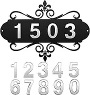 House Address Plaques Metal Address Sign Mailbox Number Personalized Address Signs for House Home Hotel Office Garden Decorative Wall Plaque (Delicate Style)