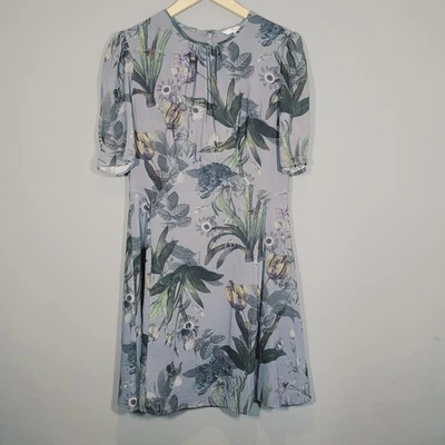 ❤️ £45 BNWT NEW NEXT DRESS SIZE 12 DARK GREY FLORAL MIDI CHIFFON PARTY HG63
