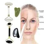 Jade face roller tool set for skin lift fold