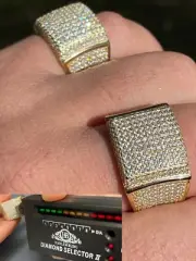 14k Gold Plated 925 Silver MOISSANITE Pass Diamond Tester Pinky RING Hip Hop