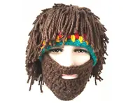 Winter Funny Wig Headwear Handmade Bearded Rasta Knitted Wool Hat