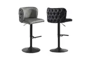 Lara Tufted Height Adjustable Swivel Bar Stools - 2 Seat Colour & 3 Base Colour Options Available