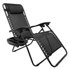 Zero Gravity Lawn Lounge Chair - Reclining - Cup Holder - Adjustable - Black