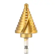 10 Sizes Step Drill Bit 1/4"–1-3/8", 1/4" Hex Shank HSS Spiral Grooved Steps ...