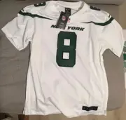 Aaron Rodgers Youth Large 18/20 New York Jets Jersey White Green Home Nike NWT