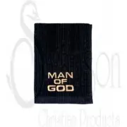 Swanson Christian Supply 14775X Towel Man of God with Gold Lettering - Black