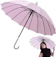 [Generic] Automatic Rain Umbrella, 16 Ribs Wind Resistant Umbrella, J Stick Handle, 33.4 Inch Long Portable Waterproof Canopy For Outdoor Use, Taro Purple-16 Bone Color Waterproof Case, Refer to description