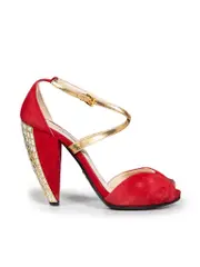 Red Suede Crystal Embellished Sandals