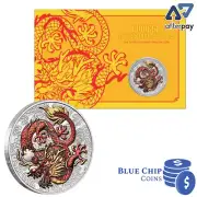 2021 $1 Chinese Myths and Legends Dragon 1oz Silver Coloured Coin on Card