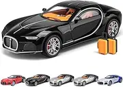 Addcean Model Car 1/24 Bugatti Toy Car, Atlantic Alloy Die Cast Cars Model Car for Kids Birthday Christmas Party Gift, Pull Back Toy Cars with Sound and Light (Black)