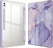 [FINTIE] Hybrid Slim Case for Samsung Galaxy Tab S10 Ultra 2024/ S9 Ultra 2023 14.6 Inch, Shockproof Cover with Clear Transparent Back Shell, Lilac Marble