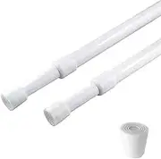 2 Pack Spring Tension Adjustable Curtain Rod, Small Short Expandable Spring Loaded Curtain Tension Rods for Window, Bathroom, Cupboard, Closet, Kitchen, 28 to 43 Inch (71-109cm)