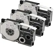 3-Pack Compatible Label Tape Replacement for Casio XR-9WE2S XR9WE2S Labeling Tape for Casio KL-120, KL-60, KL-100, KL750B, KL750, KL7200 Label Maker, Black on White, 3/8 Inch x 26 Feet