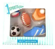 Eccolo Fun Set of 5 Sports Fan Themed Novelty Erasers