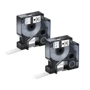 2PK Black on White Label Tape 12mm For DYMO D1 45013 LabelManager 120P S0720530