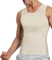 [Generic] Men's High Stretch Mesh Body Shaping Tank Top,Camisa De Compresión para Hombre,Breathable Mesh Invisible Shaper Workout Vest