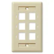 NavePoint Keystone Jack Wall Plate 6-Port, Single Gang, Ivory, 10-Pack