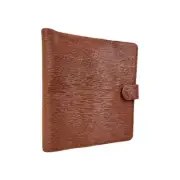 Print Pression Brown Textured Leather Pocket 3 Ringed Planner Cover 10"×9"