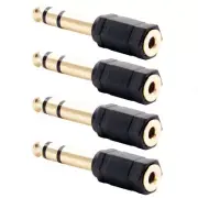 4x 3.5mm 1/8" Female to 6.35mm 1/4" TRS Male Stereo Audio Adapter Headphone Gold