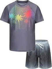 [Qterdiz] Boys' Short-Sleeved Swimming Set, Children's Two-Piece Swimsuit, Quick-Drying Swimsuit, 98-170 cm