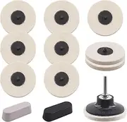 Rustark 13Pcs 3" Compressed Wool Fabric Disc Felt Polishing Buffing Pads Wheels Compounds Kit with Black Emery, White Diamond for Polishing and Buffing