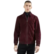 $625 - TED BAKER Wyye Suede Bomber Jacket in Deep Purple Size 2XL (6)
