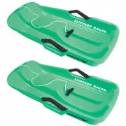 Slippery Racer Downhill Thunder Kids Toddler Plastic Toboggan Snow Sled (2 Pack)