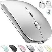 Rechargeable Bluetooth Mouse for Mac Laptop Wireless Bluetooth Mouse for MacBook Pro MacBook Air Windows Notebook MacBook Silver