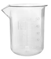 Beaker, 50ml - Spout - Raised 5ml Graduations - TPX Plastic - Eisco Labs