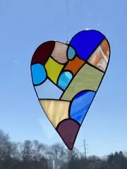 Stained Glass Suncatcher Abstract Heart Handcrafted Usa Made Free Shipping