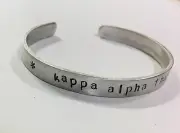 Kappa Alpha Theta, FREE SHIPPING, KAT Sorority Greek cuff bracelet, Ann Peden