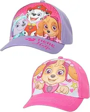 [Nickelodeon] Little Girls Paw Patrol Character Cotton Baseball Cap, 2 Piece Design Set, Age 2-7