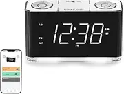 Clock Radio, Alarm Clock with APP Control, Large LED Display, FM Radio, Dual Alarm, Two USB Charging Port, Night Light, Auto & Manual Dimmer, Snooze, Sleep Timer iTOMA 507
