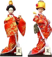 Set 2 Pieces Traditional Japanese Dolls Geisha Girl Geiko Kimono Ancient Doll Home Collection Art Decoration,A1,12 inch/4161 (Color : D3, Size : 12 inch)