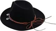 [BESTYASH] Woolen Hat Straw Visor Hat for Women Ladies Cap Vintage Hats Wide Wool Hat Wool Hat with Bonnets for Women Hat Stylish Hat Windproof Hat Woolen Jazz Hat Felt Black