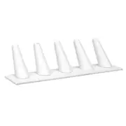 5 Finger White Leatherette Jewelry Ring Display Holder Stand