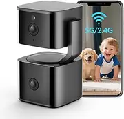 Aurumbach 4MP Dual Lens Security Camera Indoor, 2K Pet Camera with Pan Tilt, Baby Monitor, AI Tracking, Color Night Vision, 2-Way Talk, No Dead Zone, 355° View, Alexa/Google
