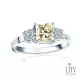 【City Diamond 引雅】『我的公主』14K天然黃彩方鑽鑽石1克拉白K金戒指
