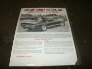 1968 SHELBY COBRA GT-350 GT-500 EARLY PRODUCTION ORIGINAL SPEC SHEET BROCHURE
