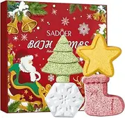 Organic Bath Bombs Gift Set, 4 Pieces | Christmas Tree Ginger Bread Bath Salt Balls Skin Cleansing Softening | Christmas Birthday Gifts
