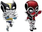 [JOME] Deadpool and Wolverine Charms Set - 925 Silver - Compatible with European Style Bracelets, One Size, Sterling Silver, Cubic Zirconia